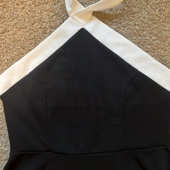 Shien Black and White Fit and Flare Halter Dress Large - Picture 3 of 8